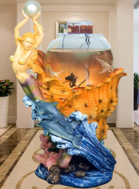 客厅树脂地中海风格美人鱼鱼缸