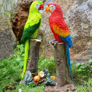 仿真鹦鹉摆件树脂工艺品园艺小品景观雕塑鸟类模型家居店铺装饰品
