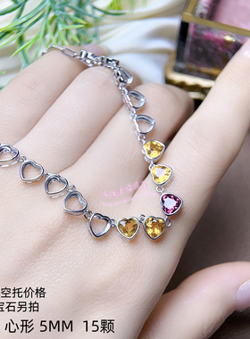 925银项链空托 心形5MM 项链空托链排银托