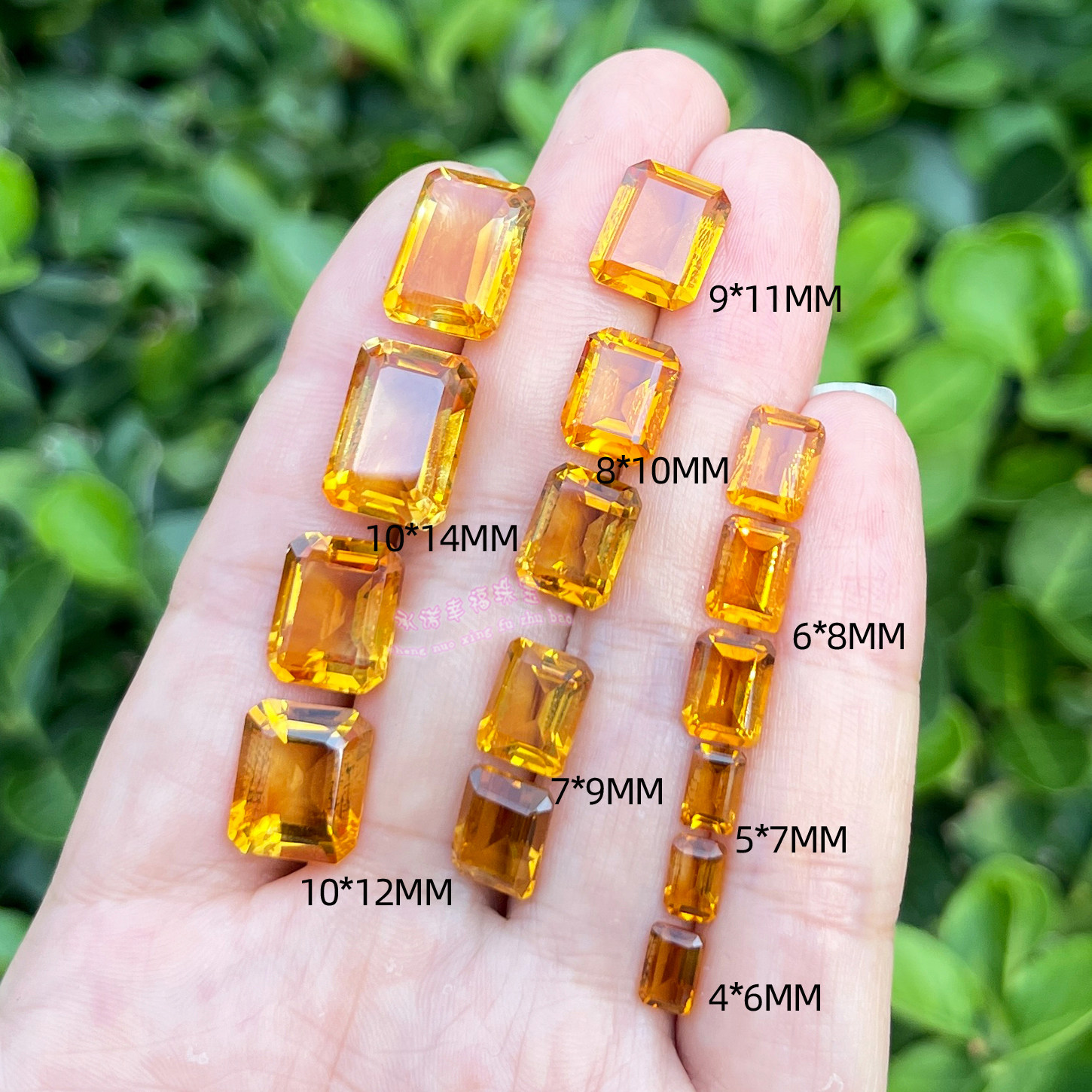 天然深色黄水晶 长方形4*6MM-10*14MM  黄水晶原石裸石戒面