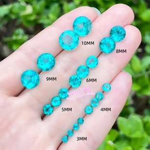 天然托帕石裸石戒面 帕拉伊巴色 圆形3MM-10MM 托帕石原石戒面