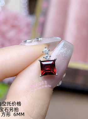 925银吊坠空托 方形6MM 女款镶嵌宝石银托项坠空托项链银托