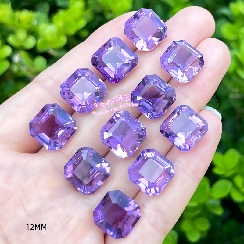 天然紫水晶裸石戒面12MM阿斯切工 紫水晶原石紫晶戒面