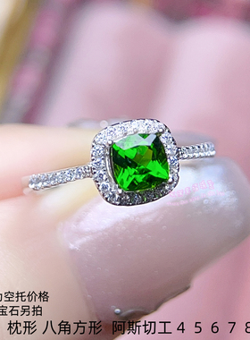 925银戒指空托 枕形4 5 6 7 8MM 八角方形阿斯切工女款镶嵌银戒托