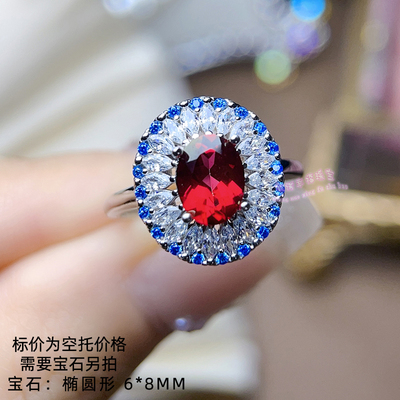 925银戒指空托 椭圆形6*8MM 女款镶嵌用银戒托空托