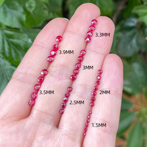 天然鸽血红宝石 圆形1MM-3.5MM  红宝石裸石戒面宝石原石配石
