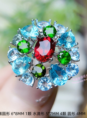 925银戒指空托 椭圆形6*8MM 圆形4MM 女款镶嵌用银戒托空托