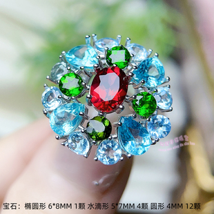 女款 925银戒指空托 圆形4MM 8MM 镶嵌用银戒托空托 椭圆形6