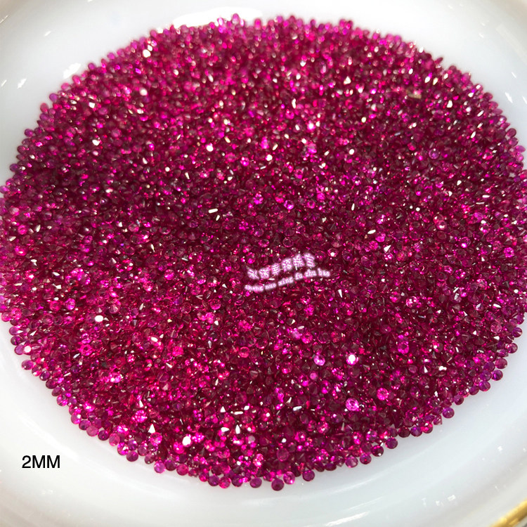 天然红宝石戒面裸石 圆形1MM-3.8MM 群镶红宝石配石排戒戒面