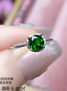 925银戒指吊坠空托 圆形 6  8MM  女款首饰套装戒指项坠银托