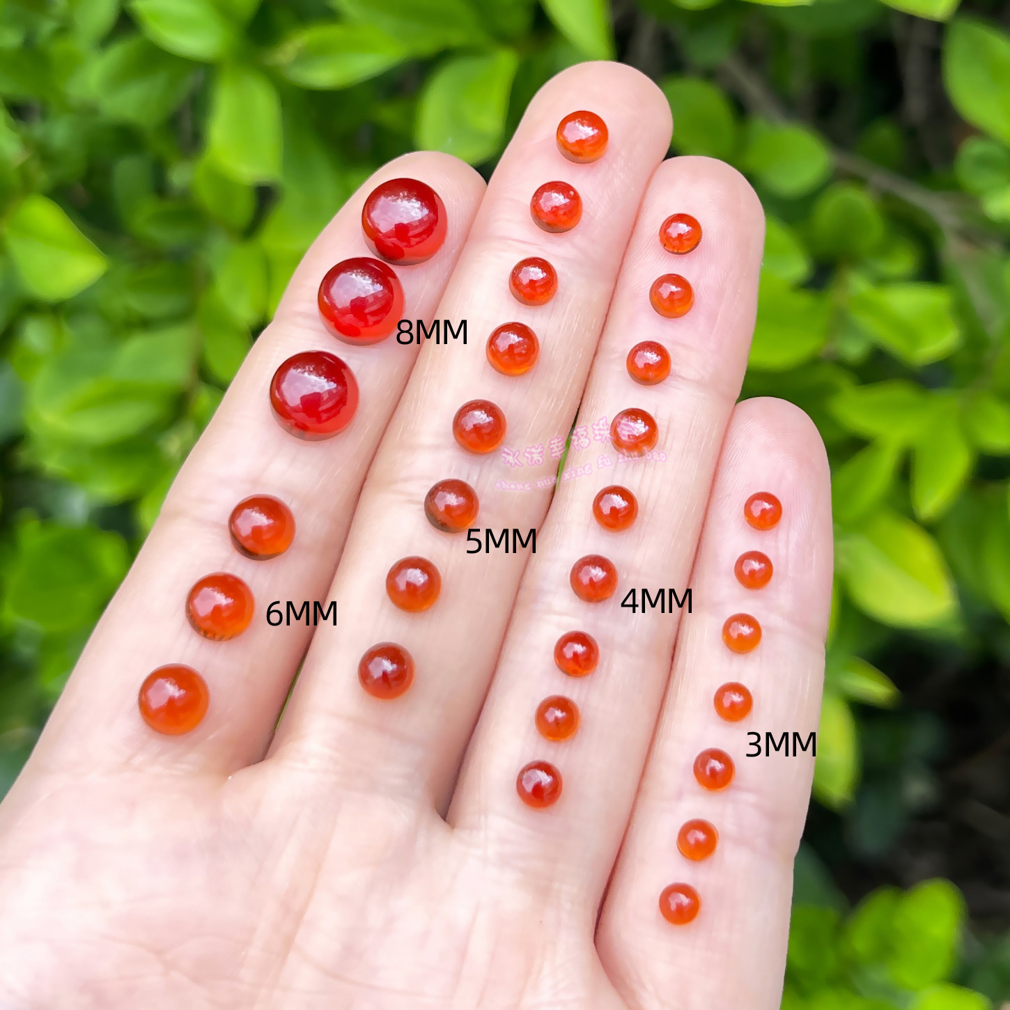 天然蛋面芬达石榴石 圆形3 4 5 6 8MM素面芬达石榴石裸石戒面原石