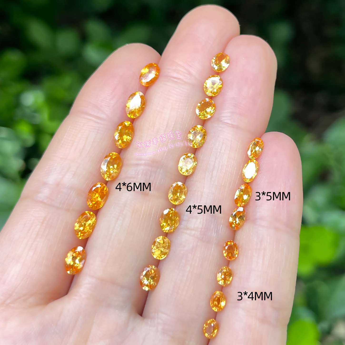 天然芬达石榴石 椭圆形3*4 3*5 4*5 4*6MM 橙色芬达原石裸石戒面