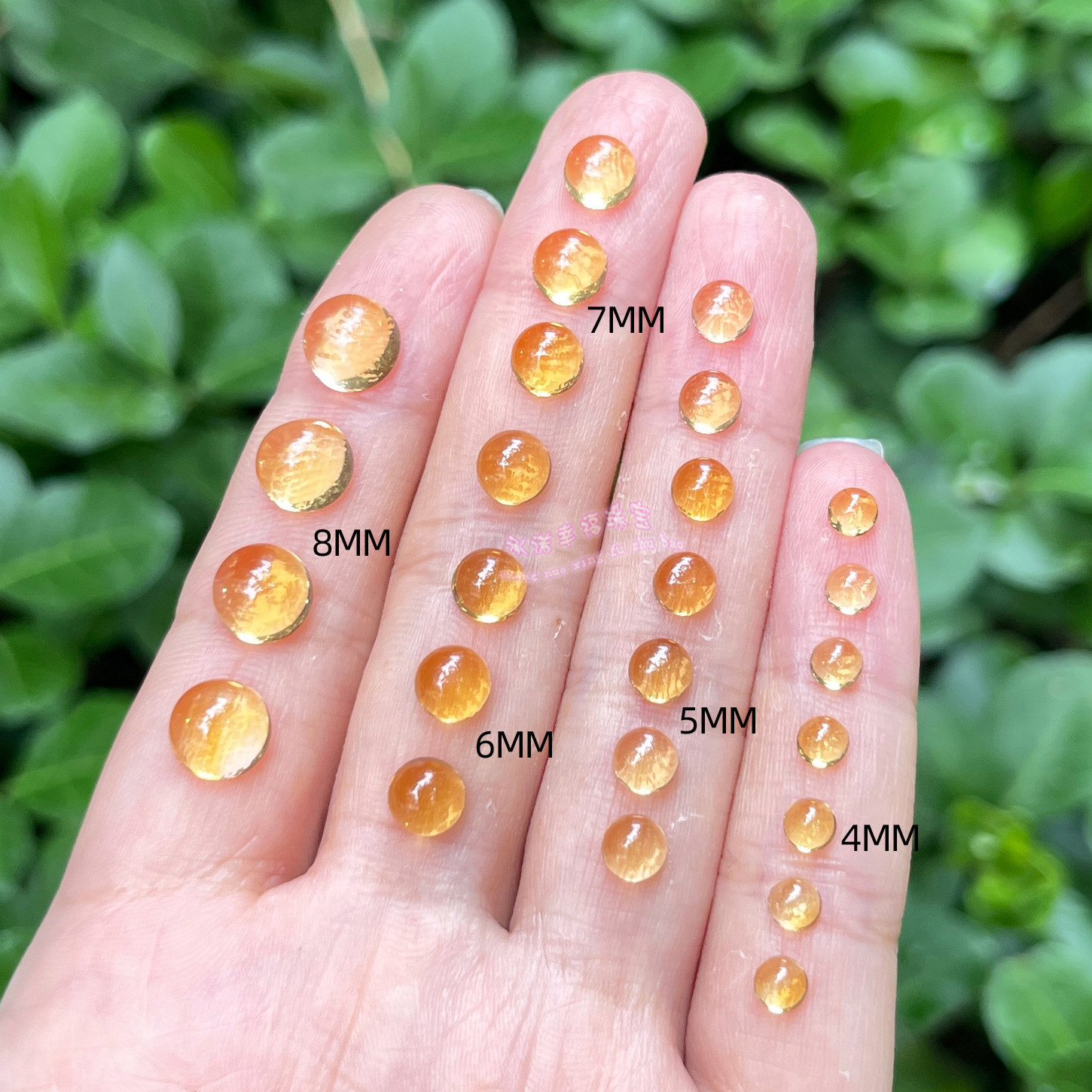 天然黄水晶 圆形4 5 6 7 8MM平底蛋面 深色黄水晶素面原石戒面