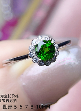 925银戒指空托 圆形5 6  7 8 10MM 女款镶嵌宝石开口银戒托