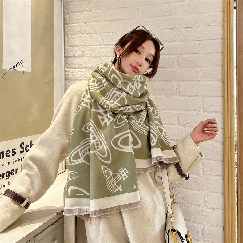 RD土星围巾女秋冬季仿羊绒加厚保暖披肩大牌时尚百搭两用围脖女款