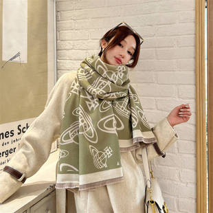 RD土星围巾女秋冬季仿羊绒加厚保暖披肩大牌时尚百搭两用围脖女款