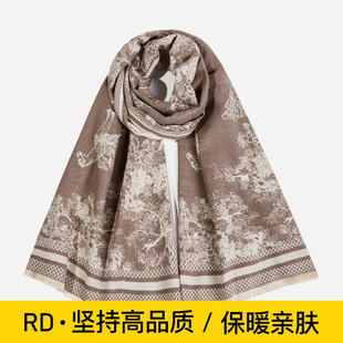 RD秋冬民族风骆驼围巾仿羊绒保暖披肩女百搭两用高级感办公室毛毯