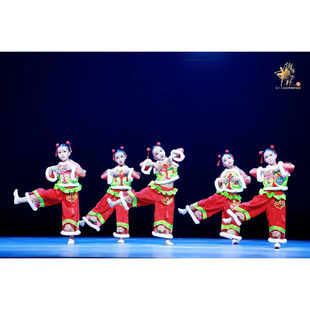 福娃闹春妞妞看戏舞蹈表演服小梦娃演出服儿童喜庆开门红秧歌服