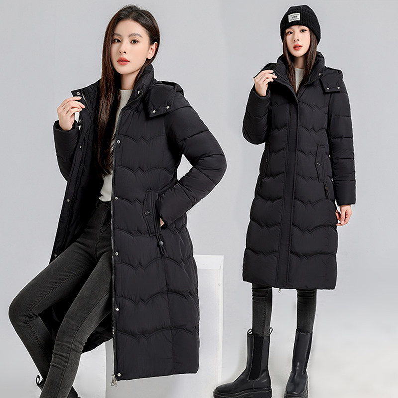 2025年冬季新款收腰显瘦过膝棉袄女长款羽绒棉服加厚百搭棉衣外套