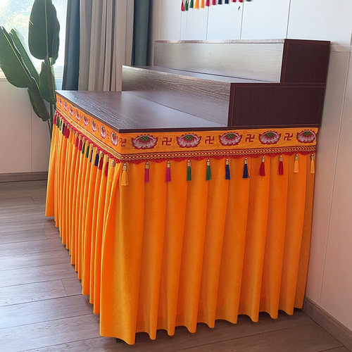 多层供案桌布加厚金丝绒佛堂寺庙莲花刺绣长方桌桌布桌裙桌罩定制