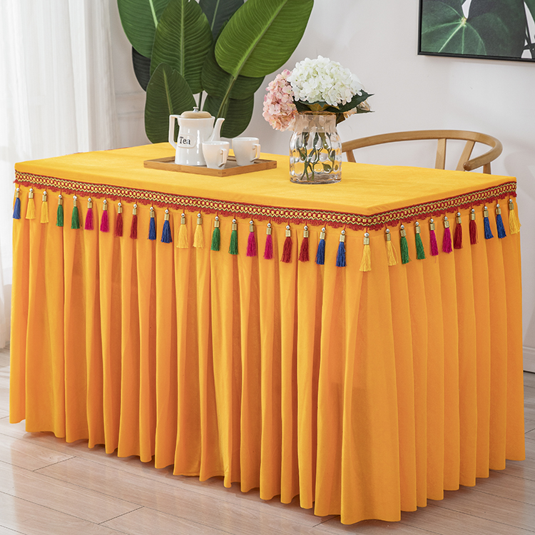 寺庙佛堂金丝绒桌裙供桌桌罩桌裙桌布台布佛台神位金黄定制供桌布