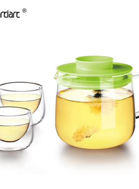 台湾Artiart茶具 耐热玻璃花茶壶 茶杯子两件套装 滤茶器36901