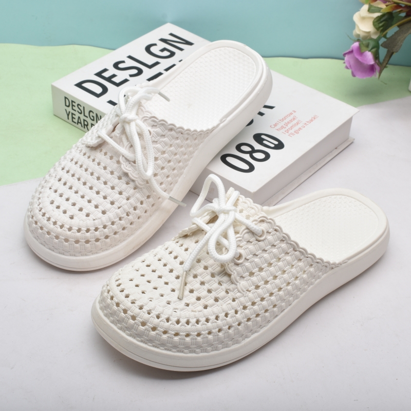 休闲平底包头系带女凉拖鞋