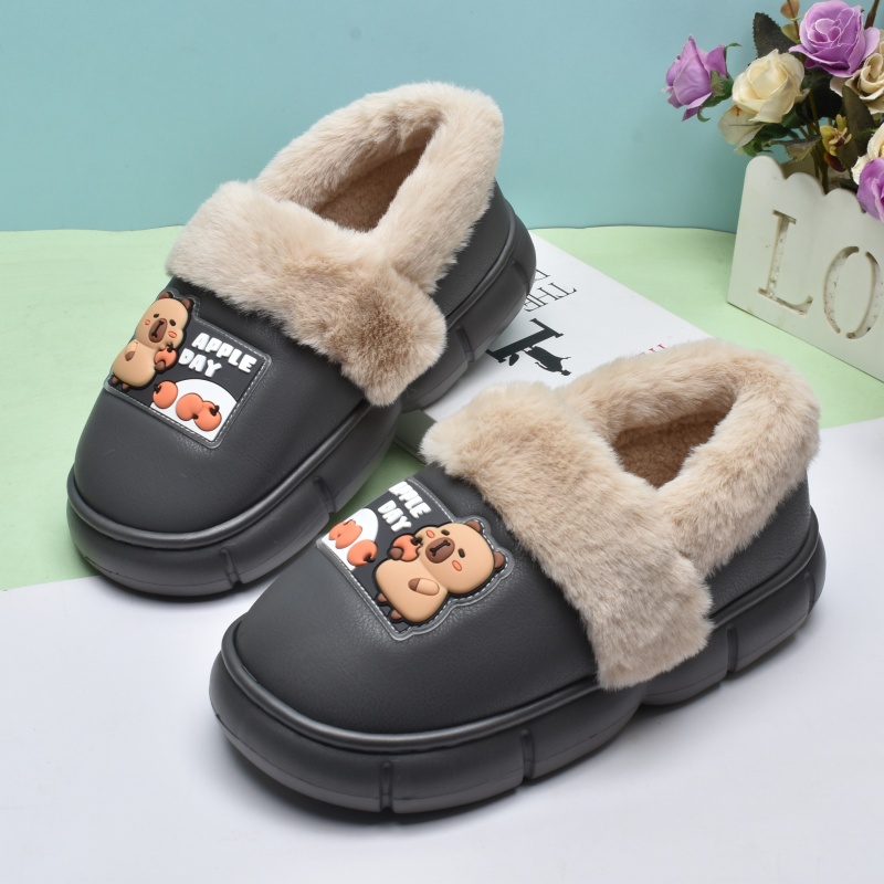 防水轻便卡通皮面可爱厚底青少年