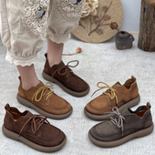 乐福鞋 单鞋 2025春秋新款 厚底真皮女鞋 平底鞋 复古小皮鞋 中年妈妈鞋