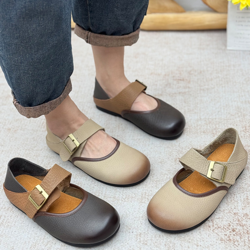 丑乐复古真皮玛丽珍鞋女2026春季新款一字扣平底女鞋百搭软底单鞋,女鞋,玛丽珍鞋,淘宝优惠券,粉丝福利购,淘宝优惠卷