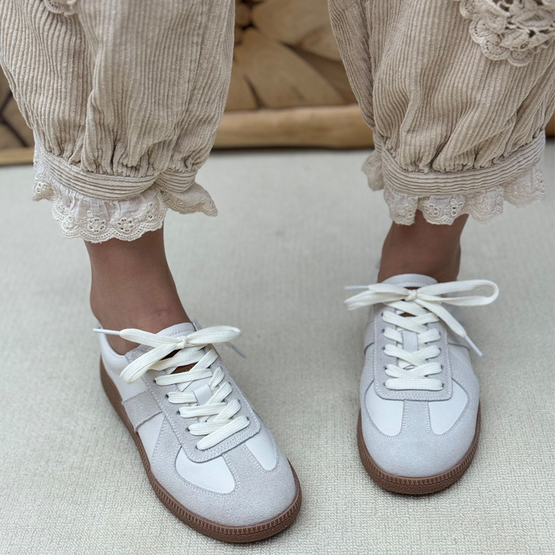 丑乐真皮德训鞋女2025新款复古平底女鞋圆头拼色板鞋休闲运动鞋,女鞋,德训鞋,淘宝优惠券,粉丝福利购,淘宝优惠卷