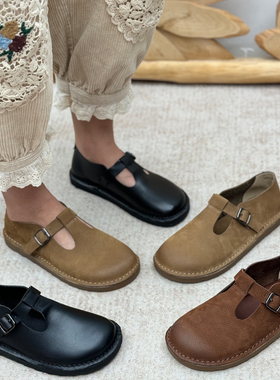 复古手工真皮乐福鞋软皮休闲女鞋文艺小皮鞋平底软底百搭舒适单鞋