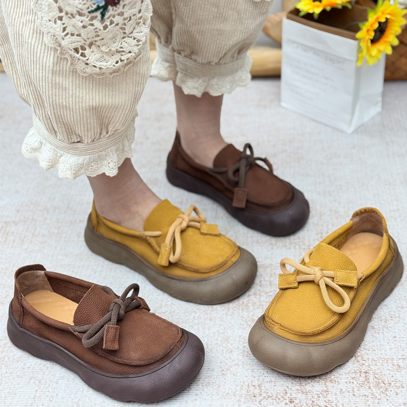 丑乐复古风真皮妈妈鞋女厚底大头女鞋浅口单鞋中老年一脚蹬休闲鞋,女鞋,浅口单鞋,淘宝优惠券,粉丝福利购,淘宝优惠卷