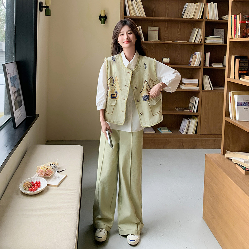 现货牛仔重工刺绣8080衬衫P95k168两件套P200k298三件套p270k398,女装套装/套裙,韩秀