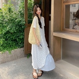不规则蕾丝罩衫吊带连衣裙套装女夏2025新款高级感绝美穿搭两件套，女装连衣裙，韩秀