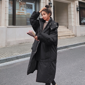 现货 新款宽松显瘦红色羽绒棉服 女长款保暖外套图片