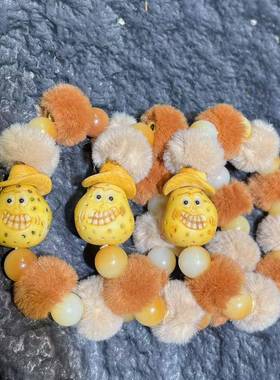 原创魔法帽盘串鸭单圈手链秋冬毛绒球多宝手串文玩配饰礼物T3115