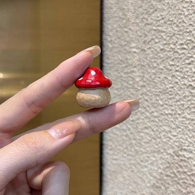 桃木彩绘毒蘑菇diy配件手工编绳手链串珠项链挂件文玩手串配饰品