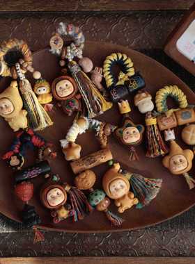 原创手作拉布布系列手工挂饰质感萌趣卡通流苏创意钥匙扣包包挂件