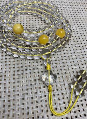 雪巴晶透琉璃脖挂链尼泊尔风格民族风配饰搭配手工棉绳流苏通用款