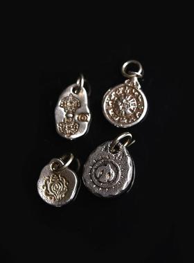 藏区白铜吊坠手工diy半成品挂件文玩佛珠手串项链侧挂配件饰品