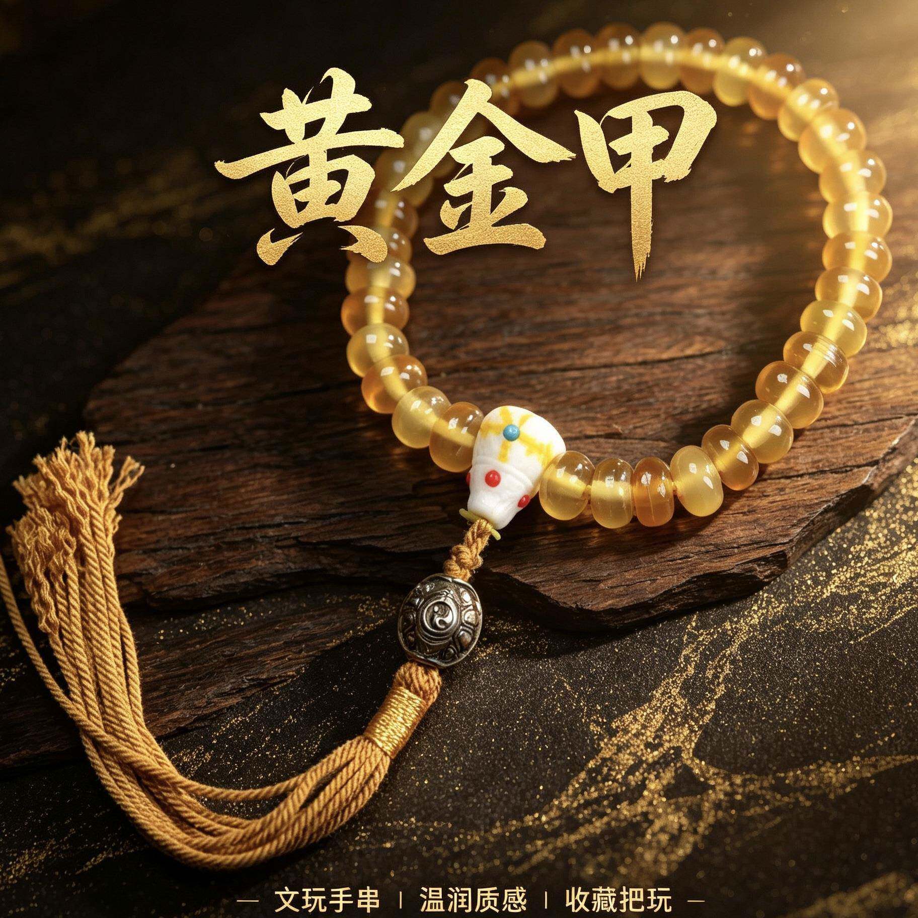 黄金甲算盘珠药片珠手链DIY鹿角万宝螺南红配饰文玩手串直播热卖