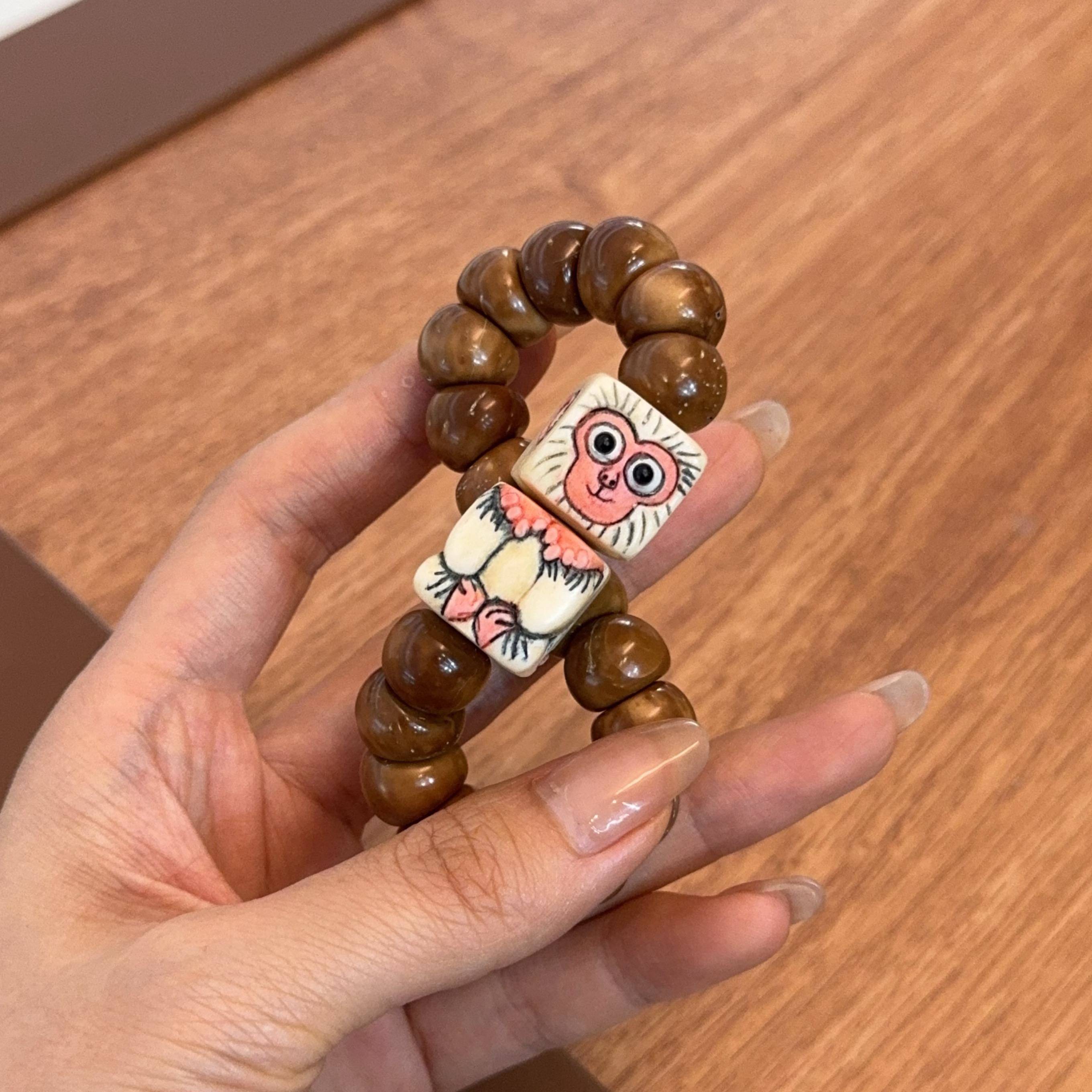 鹿角根付积木猴子diy配件手工编绳手链串珠项链挂件文玩手串配饰
