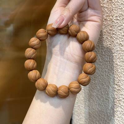 猴头卷卷酥单圈手串文玩佛珠男女核桃原籽绕指柔盘玩文玩佛珠手链