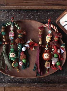 圣诞风紫檀星星人彩虹木星星人搭配黄金檀彩绘装饰日常氛围感挂件