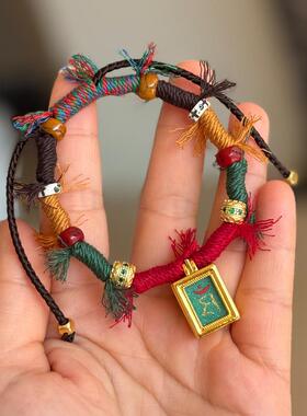 本命年手绘摩利支天挂坠菱镁矿手链文殊小唐卡吊坠手工编织手绳