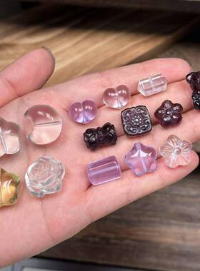 压电白色水晶水晶糖方星月松珠粉红色水晶黄水晶紫水晶配件手工DI