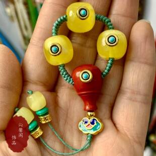 二代蜜蜡松石手工镶嵌文玩配饰套装金刚星月菩提108佛珠DIY配件