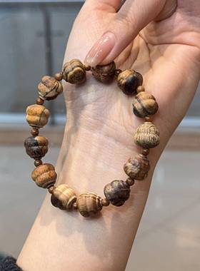 沉香贡木妖花小葫芦手串奶香文玩手链原木男女单圈手串文玩饰品