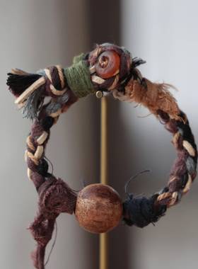 原创设计藏风手绳麻丝降真香手编绳文玩时尚饰品佛珠手串简约百搭